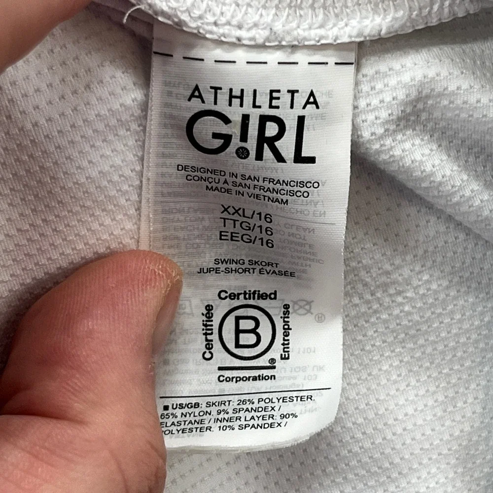 Athleta Girl Swing Skort Girls XXL 16 White Tiered Active Tennis Golf Skirt